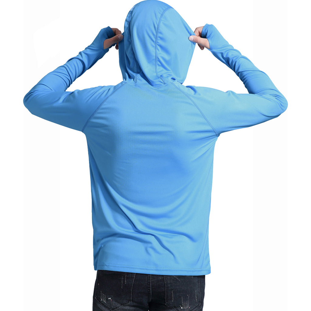 BRK Mens Long Sleeve Hooded Fishing Shirt UPF 30 Sun Protection Blue M :  : Clothing & Accessories