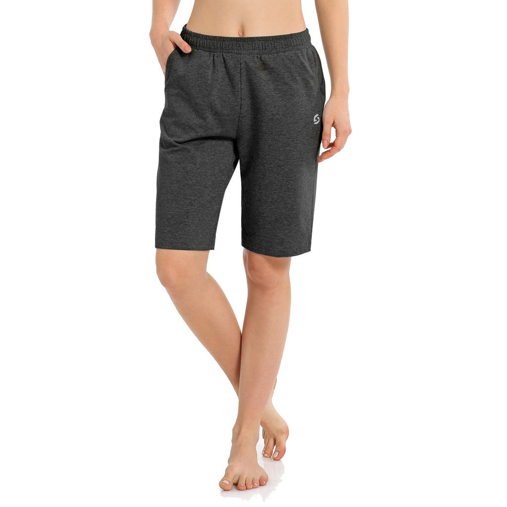 ASIMOON Womens Bermuda Shorts Lounge Athletic Shorts Loose Running Shorts  Casual Long Yoga Shorts with Pockets